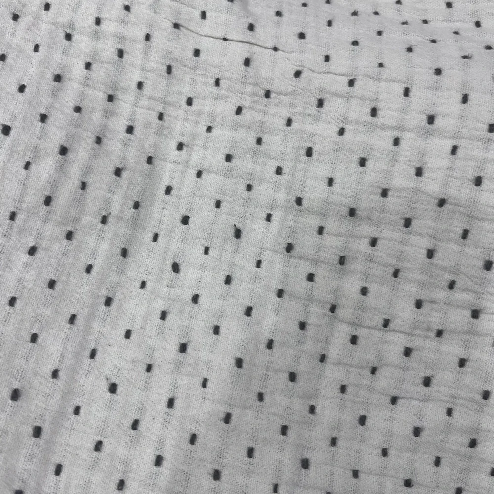 IKEA Jakobslilja Bedspread White Black Dash Crinkle Gauze 84x92 Scandi Boho King